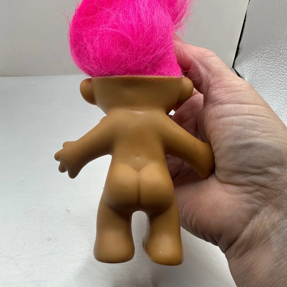 Vintage Russ Berrie Troll‎ Doll Neon Pink Hair Collectible Vinyl Figure 90s Toy